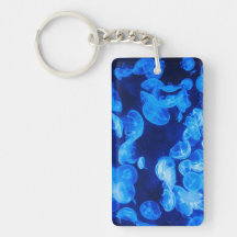 Blue Jellyfish underwater Rectangle Acrylic Keychain