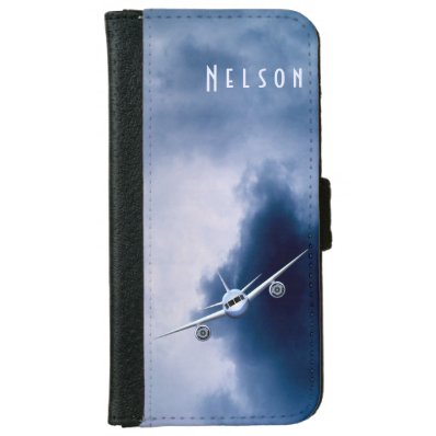 Blue Jet Plane in Sky Pilot iPhone6 Wallet Cases