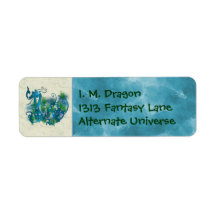 Blue Jeweled Dragon Return Address Label