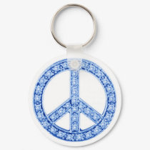 Blue Jewels Peace Sign keychains by makelovenotwar Blue Jewels Peace Sign keychains