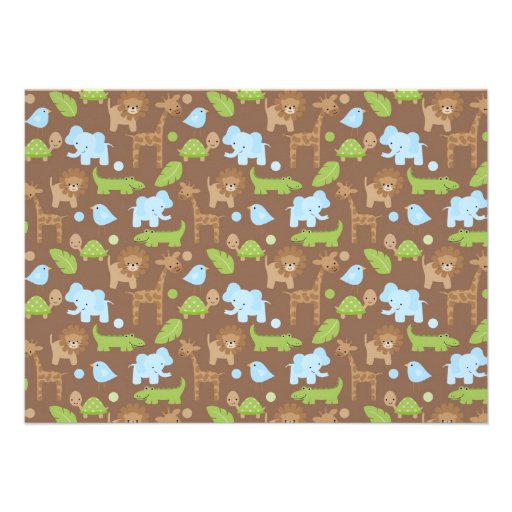Blue Jungle Nursery Baby Shower Invitations