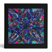 Blue Kaleidoscope Fractal 3 Ring Binders