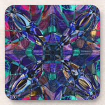 Blue Kaleidoscope Fractal Beverage Coasters