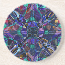 Blue Kaleidoscope Fractal Coaster