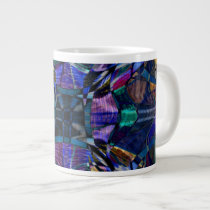 Blue Kaleidoscope Fractal Extra Large Mugs