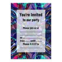 Blue Kaleidoscope Fractal Personalized Announcement