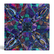 Blue Kaleidoscope Fractal Print 3 Ring Binder