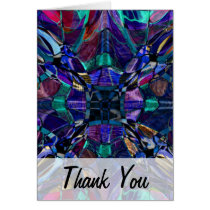 Blue Kaleidoscope Fractal Thank You Card