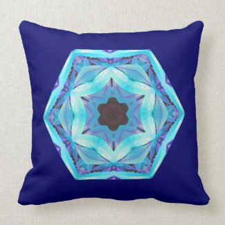 Blue Kaleidoscopic Abstract Throw Pillow