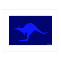 Blue Kangaroo - passepartout posters