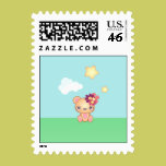 Blue Kawaii Bear Postage Stamp stamps
