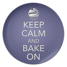 Blue Keep Calm and Bake On Plate