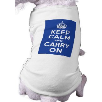 Blue Keep Calm and Carry On Doggie Tee