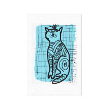 Blue King Cat by Esther Nowell Gallery Wrapped Canvas
