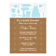 Blue Kitchen Bridal Shower Invitation