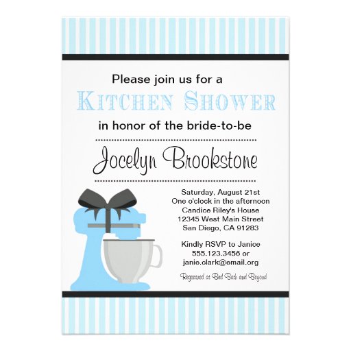 Blue Kitchen Bridal shower invitation for wedding