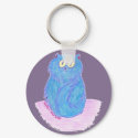 Blue Kitten on Lavender keychains
