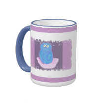 Blue Kitten on Lavender mugs by pidgiefund Blue Kitten on Lavender mugs