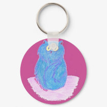 Blue Kitten on Pink keychains by pidgiefund Blue Kitten on Pink keychains