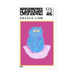 Blue Kitten on Pink Stamp