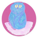Blue Kitten on Pink stickers