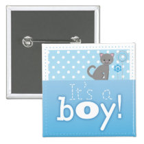 Blue kitty "It's a boy" pin's buttons