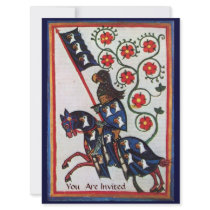 BLUE KNIGHT ON HORSEBACK CUSTOM INVITE