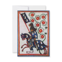 BLUE KNIGHT ON HORSEBACK rsvp Personalized Announcements