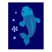 Blue Koi Fish Post Card