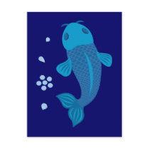 Blue Koi Fish Post Card