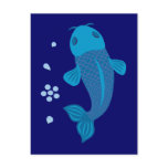 Blue Koi Fish Post Card