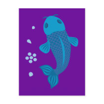 Blue Koi Fish Postcard