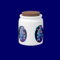 Blue Koi-Pink Flowers Candy Jar candy jars