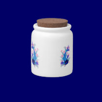 Blue Koi-Pink Flowers Candy Jar candy jars