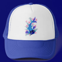 Blue Koi-Pink Flowers Hats hats