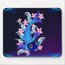 Blue Koi-Pink Flowers Mousepad mousepads