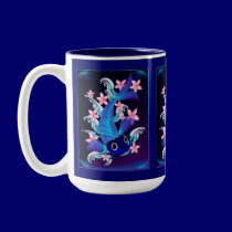 Blue Koi-Pink Flowers Mugs mugs