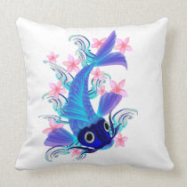 Blue Koi-Pink Flowers Pillows pillows