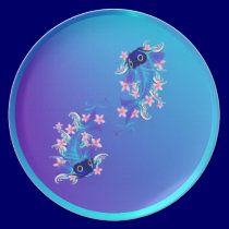 Blue Koi-Pink Flowers Plates plates