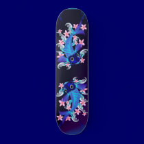 Blue Koi-Pink Flowers Skateboard skateboards