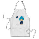 Blue Kokeshi Triplet Apron