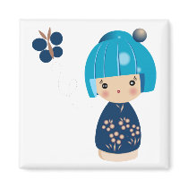 Blue Kokeshi Triplet Magnet magnets