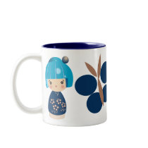 Blue Kokeshi Triplet Mug