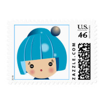 Blue Kokeshi Triplet Postage postage
