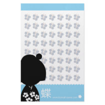 Blue Kokeshi Triplet Stationery
