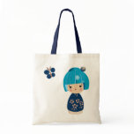 Blue Kokeshi Triplet Tote bags