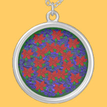 Blue Lace Christmas Poinsetta Necklace necklaces