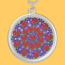 Blue Lace Christmas Poinsetta Necklace necklaces