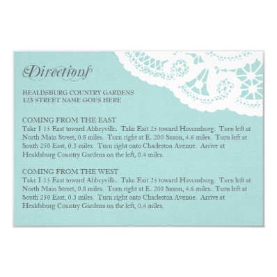 Blue Lace Doily Wedding Directions Enclosure Card Invite