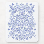 Blue Lace Floral Vines Mousepad